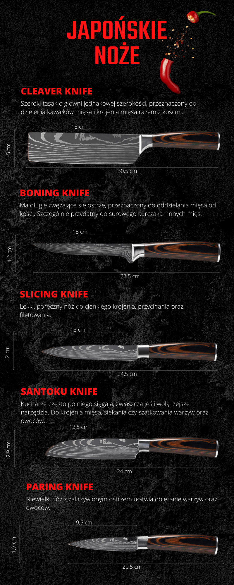 Noże japońskie zestaw 3szt. Muteki - yezey - yezey