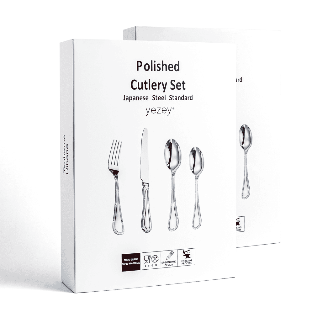 Zestaw sztuććów srebrnych ze stali nierdzewnej 18 10 w pudełku prezentowym na 6 12 osób ozdobny Hibana