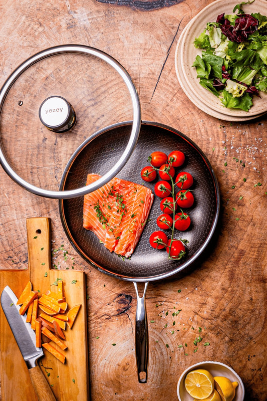 Profesjonalna patelnia na indukcje 28 cm yezey patelnia stalowa zestaw patelni patelnia z pokrywką patelnia ze stali nierdzewnej na indukcje do zmywarki