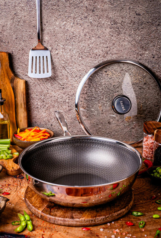 Profesjonalna patelnia wok 30 cm na indukcje yezey patelnia stalowa zestaw patelni patelnia z pokrywką patelnia ze stali nierdzewnej na indukcje do zmywarki