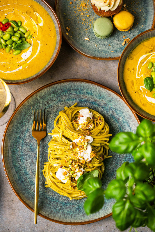 Serwis obiadowy Aokari niebiesko-biały yezey