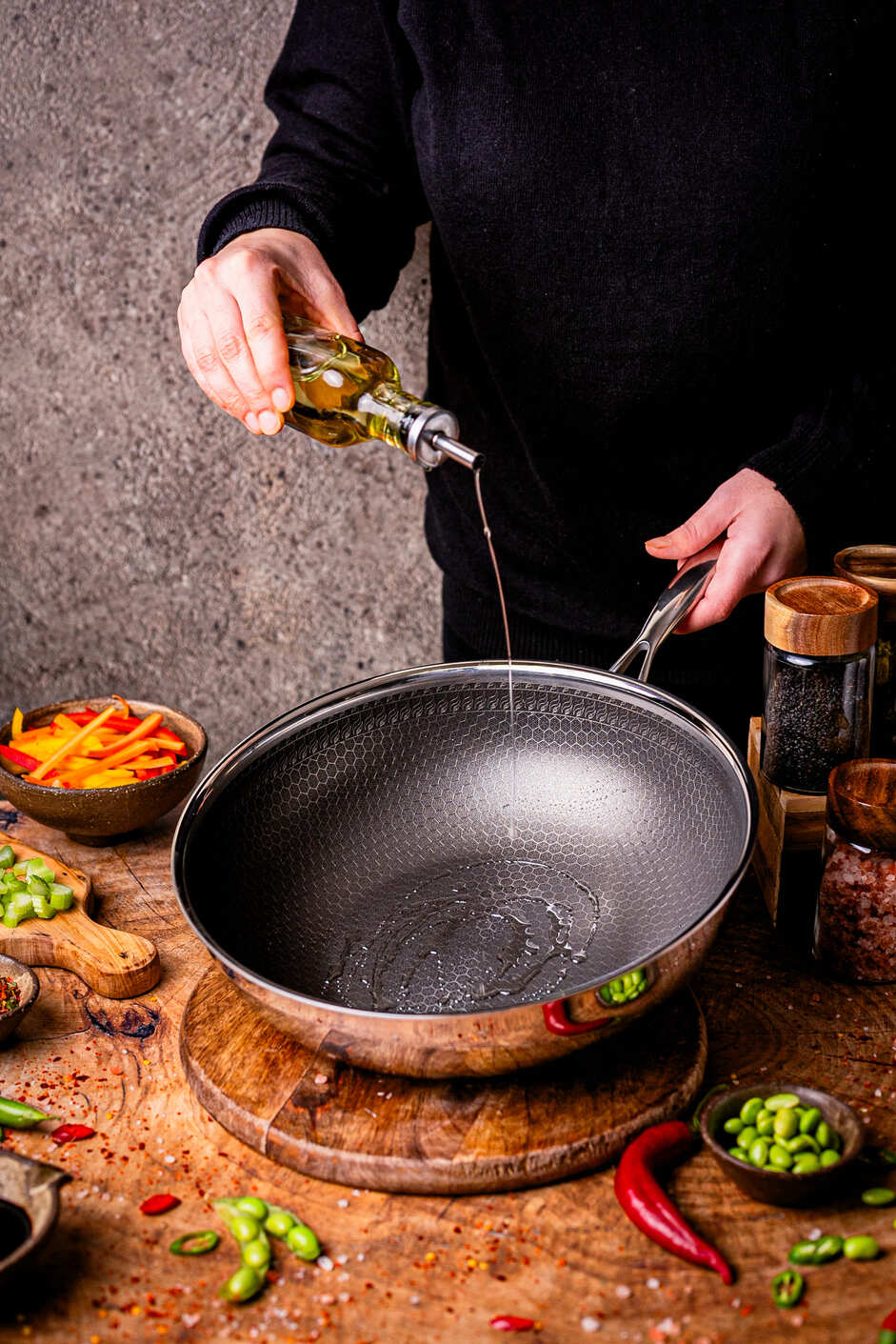 Profesjonalna patelnia wok 30 cm na indukcje yezey patelnia stalowa zestaw patelni patelnia z pokrywką patelnia ze stali nierdzewnej na indukcje do zmywarki