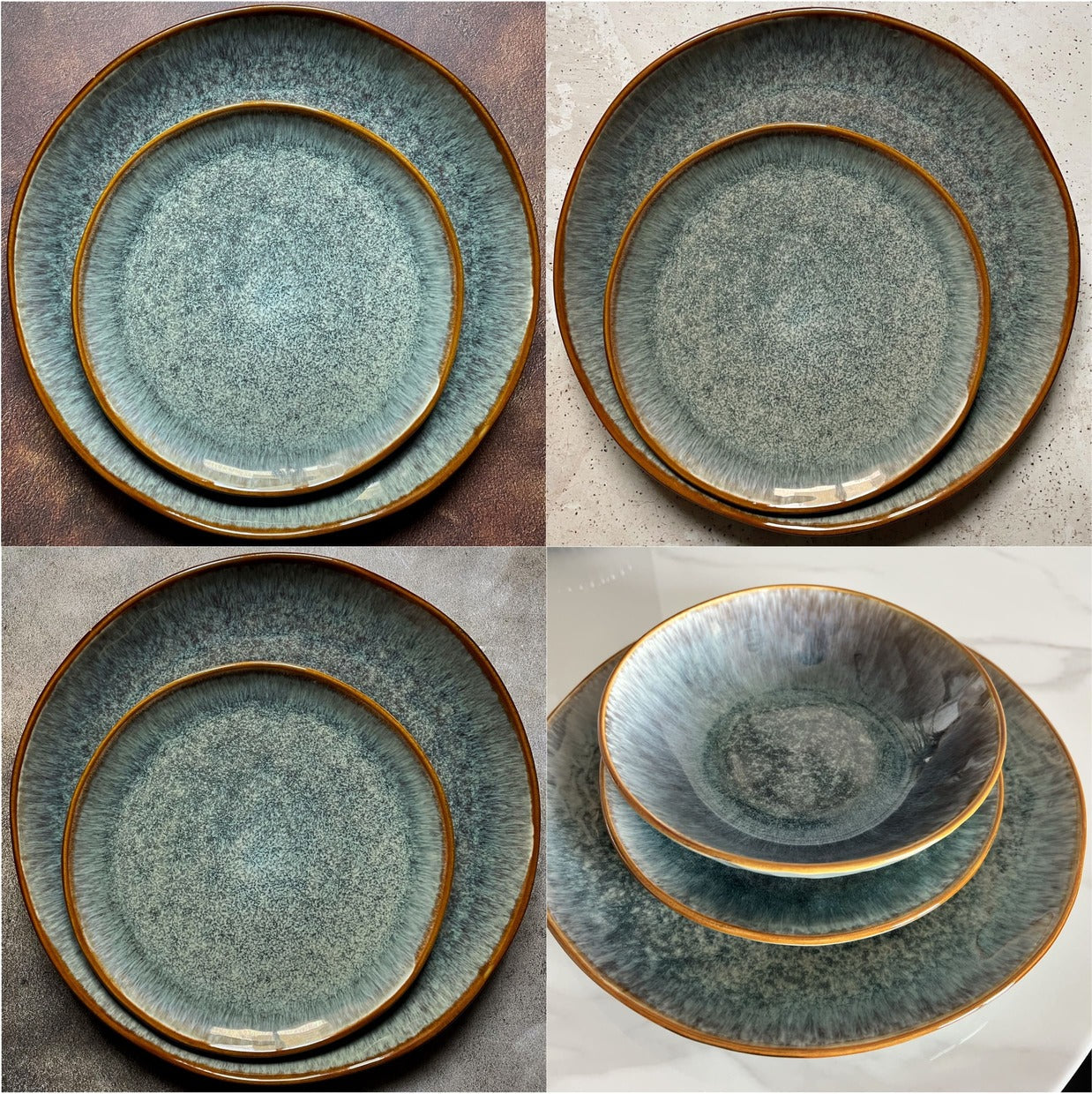 Serwis obiadowy Aokari niebiesko-biały yezey