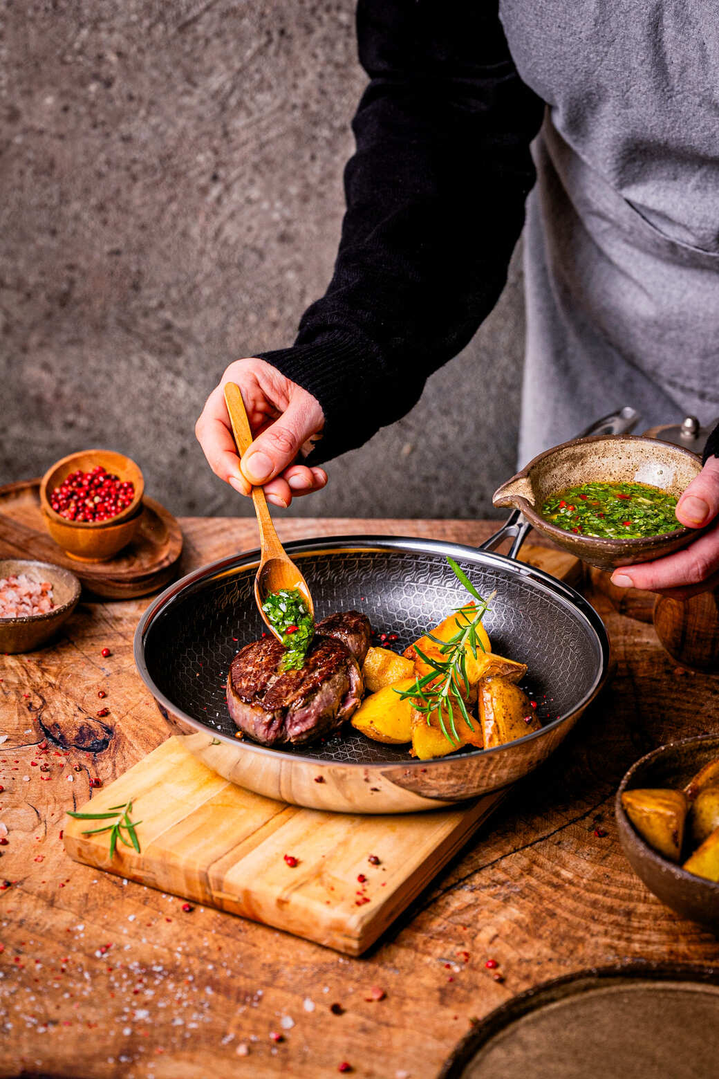 patelnia 24 cm 28 cm 30 cm wok kanso yezey ze stali nierdzewnej hybrydowa do zmywarki do piekarnika profesjonalna stalowa