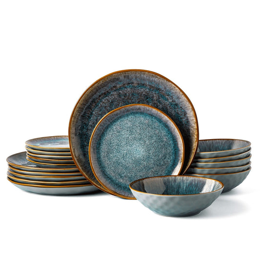 Serwis obiadowy Aokari niebiesko-biały yezey