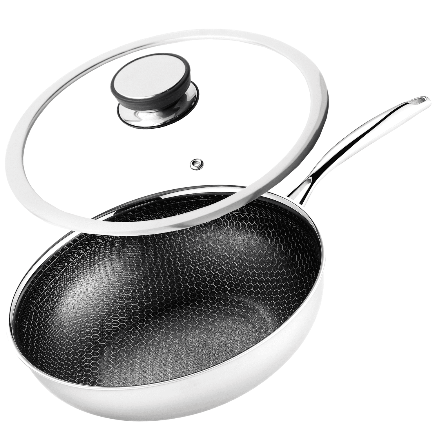 Profesjonalna patelnia wok 30 cm na indukcje yezey patelnia stalowa zestaw patelni patelnia z pokrywką patelnia ze stali nierdzewnej na indukcje do zmywarki