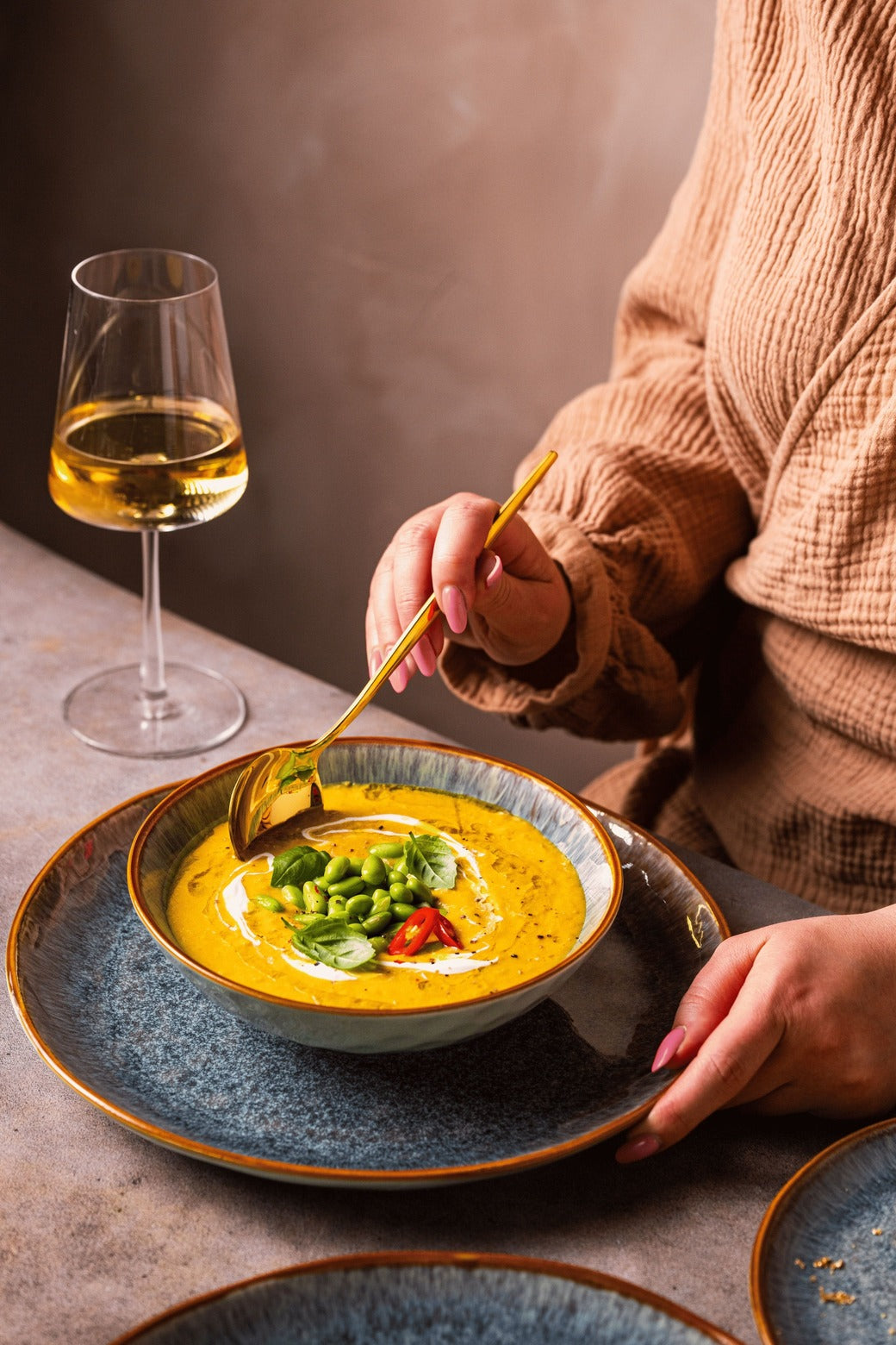 Serwis obiadowy Aokari niebiesko-biały yezey