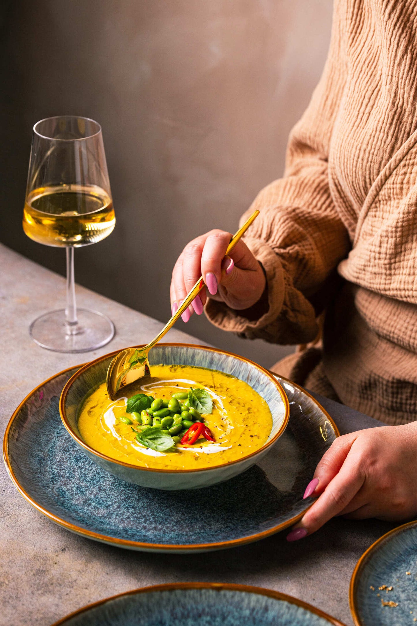 Serwis obiadowy Aokari niebiesko-biały yezey