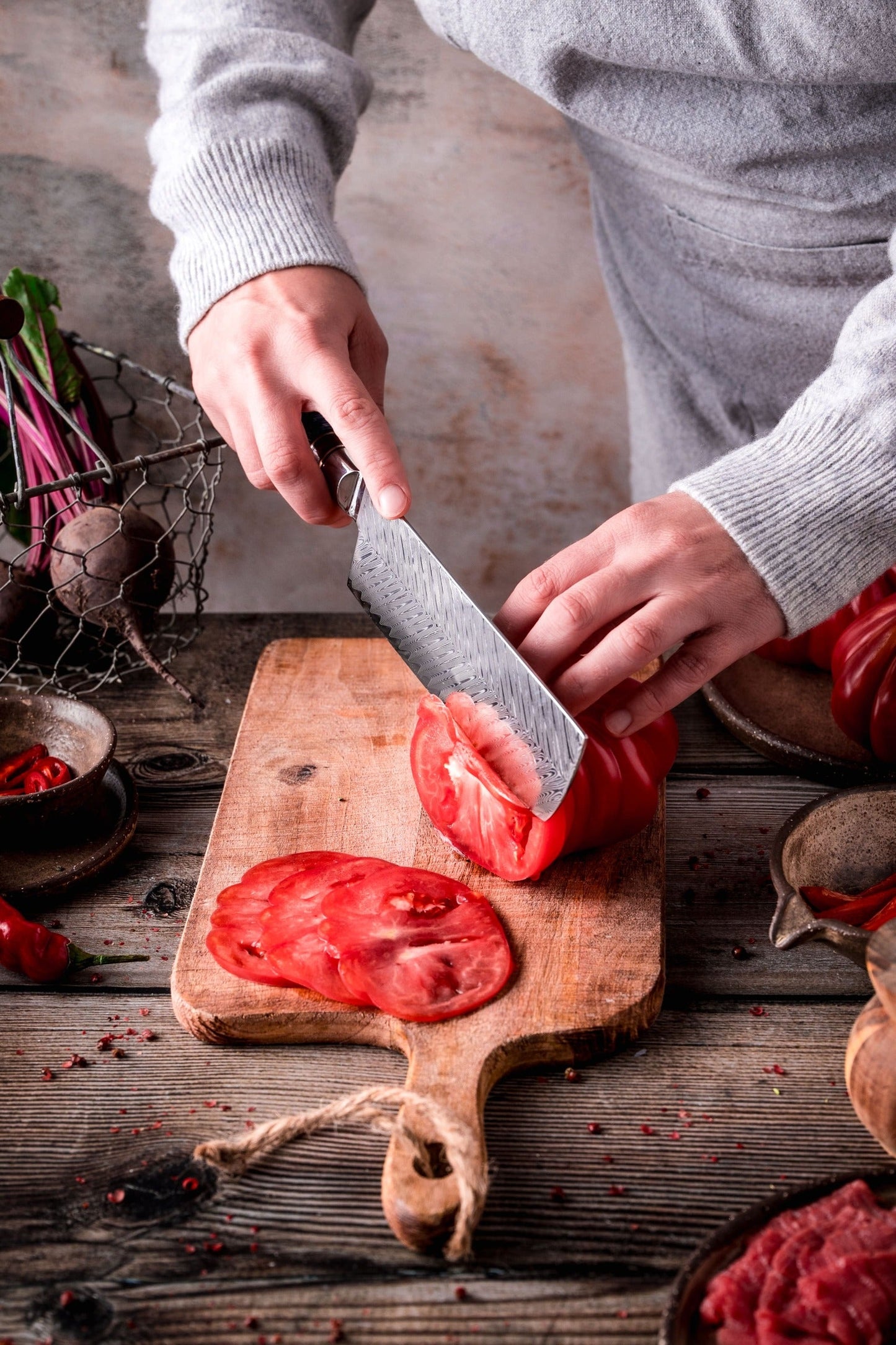 Japońska stal VG-10 Nóż Nakiri Fukutsu yezey