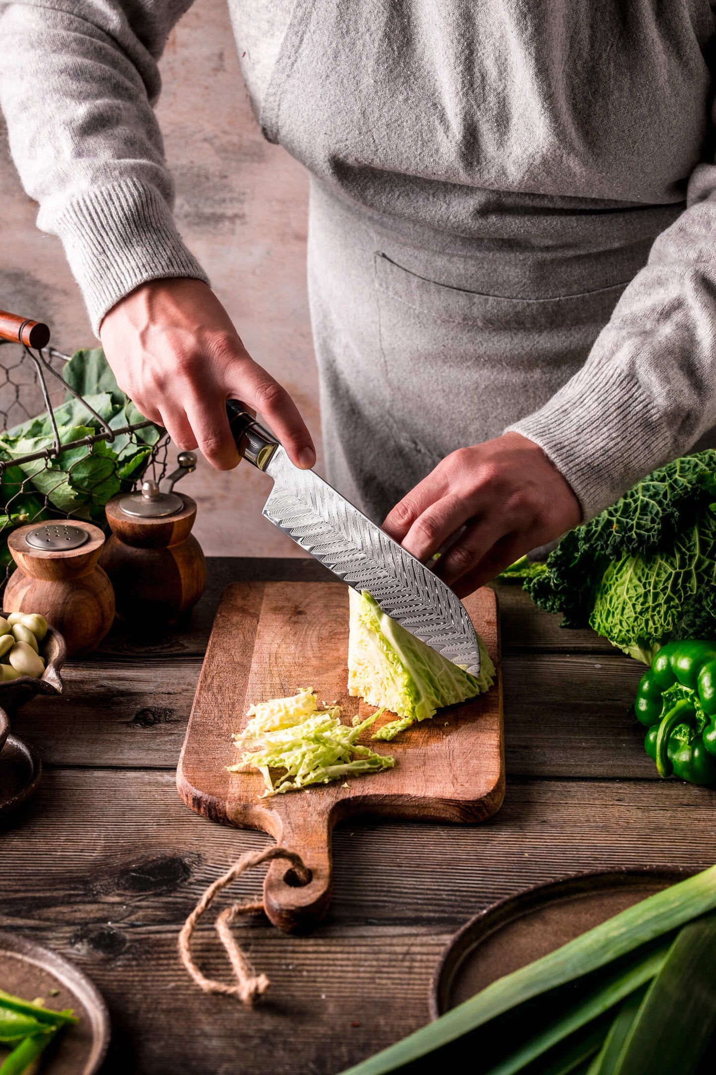 Japońska stal VG-10 Nóż Santoku Fukutsu yezey