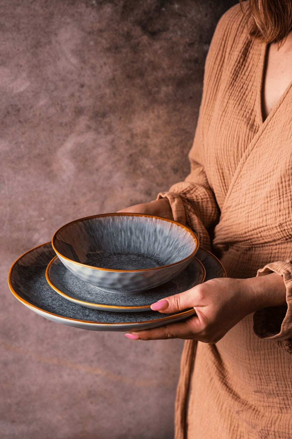 Serwis obiadowy Aokari niebiesko-biały yezey