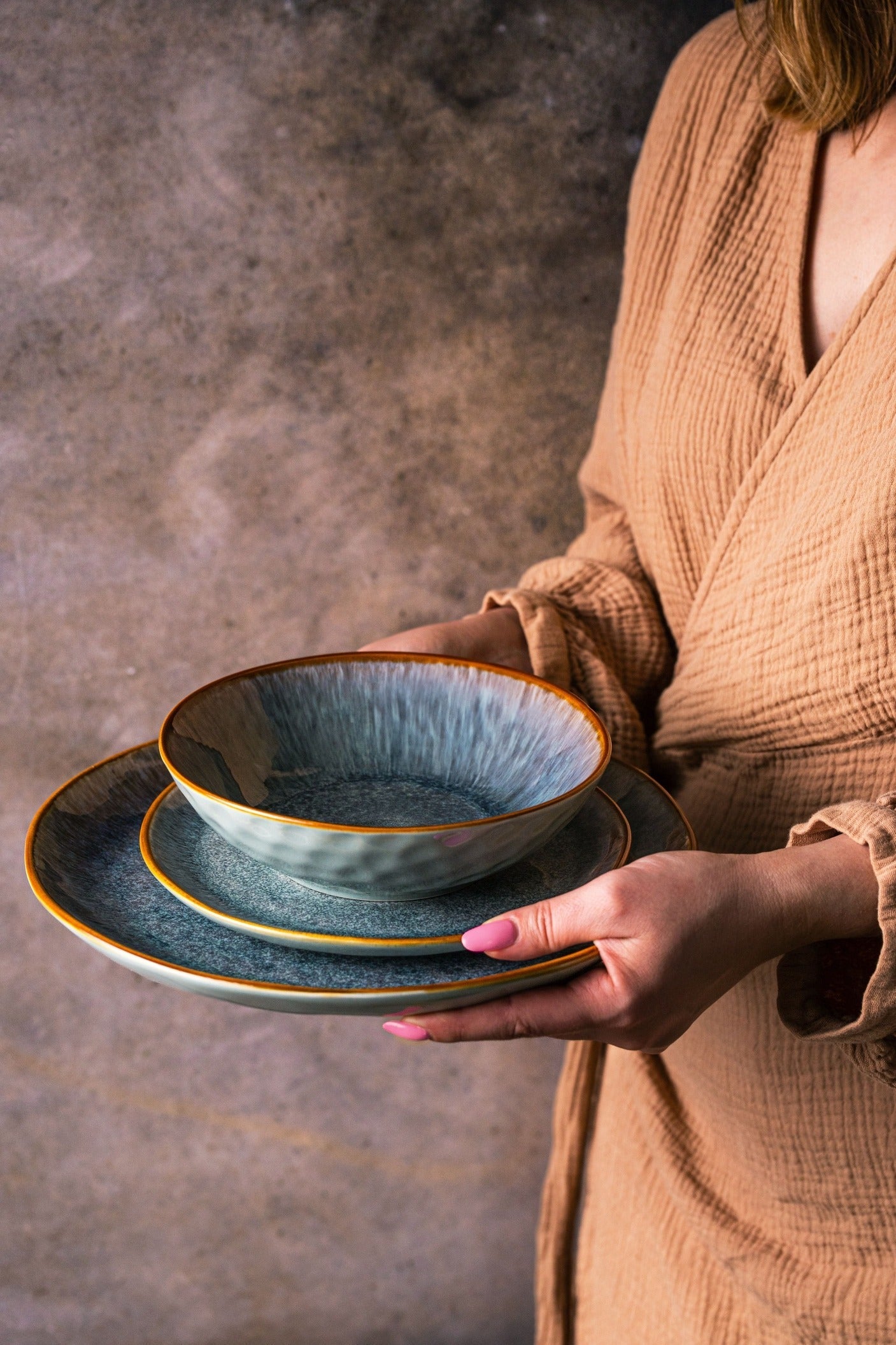 Serwis obiadowy Aokari niebiesko-biały yezey