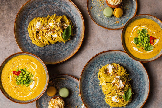 Serwis obiadowy Aokari niebiesko-biały yezey