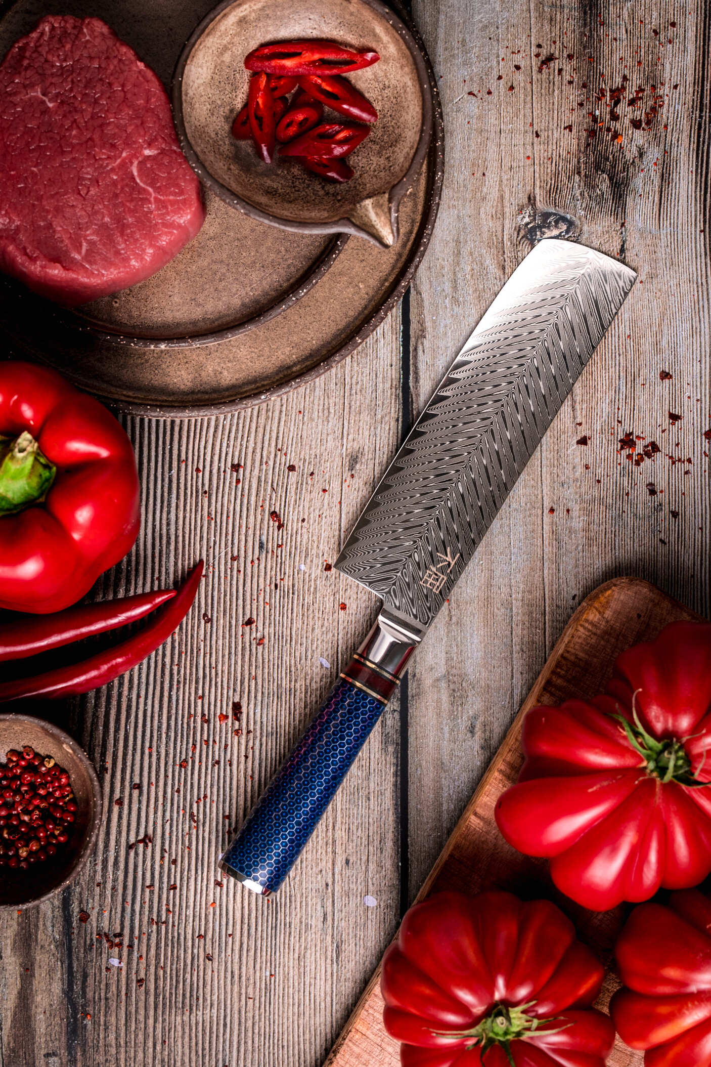 Japońska stal VG-10 Nóż Nakiri Fukutsu yezey