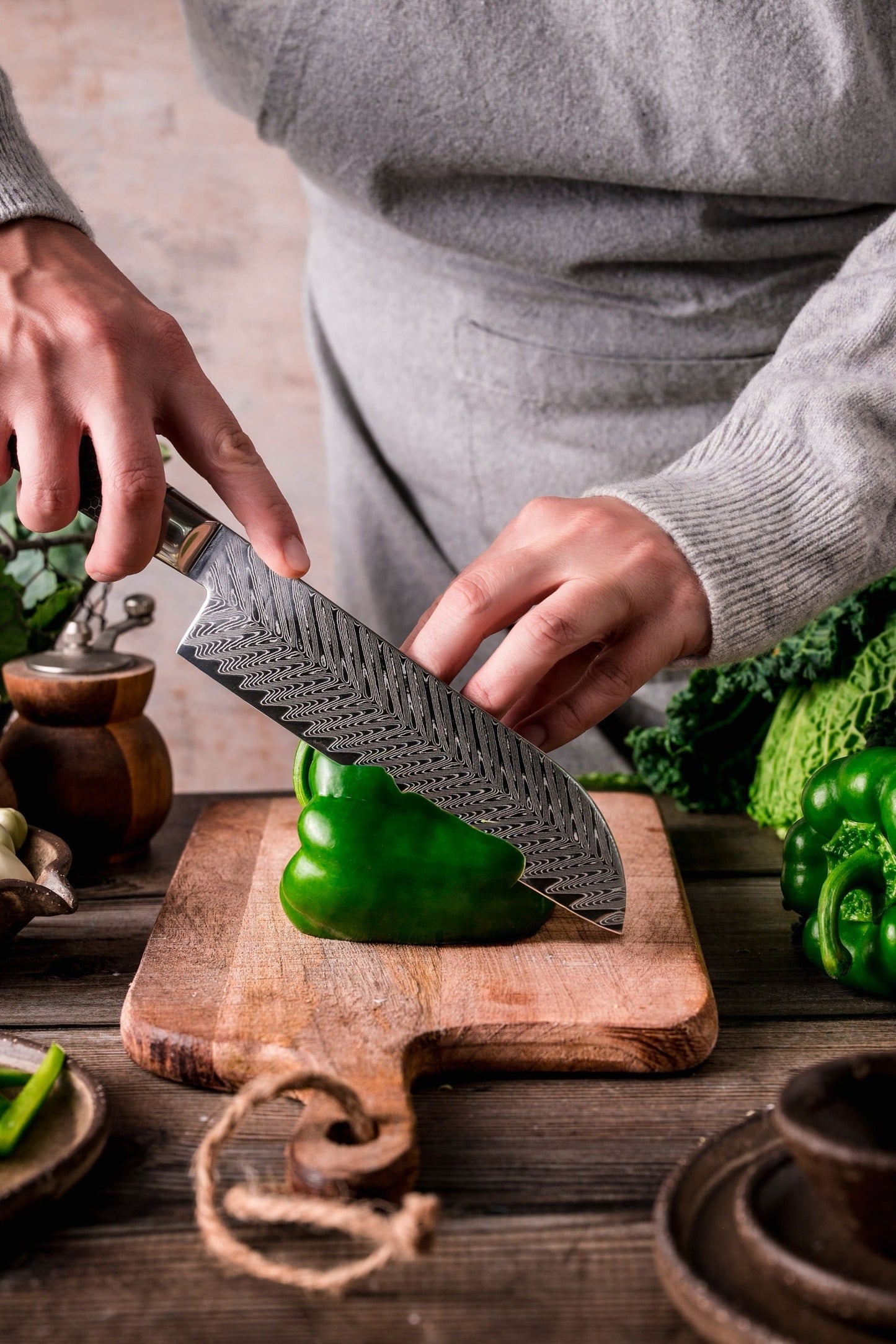 Japońska stal VG-10 Nóż Santoku Fukutsu yezey