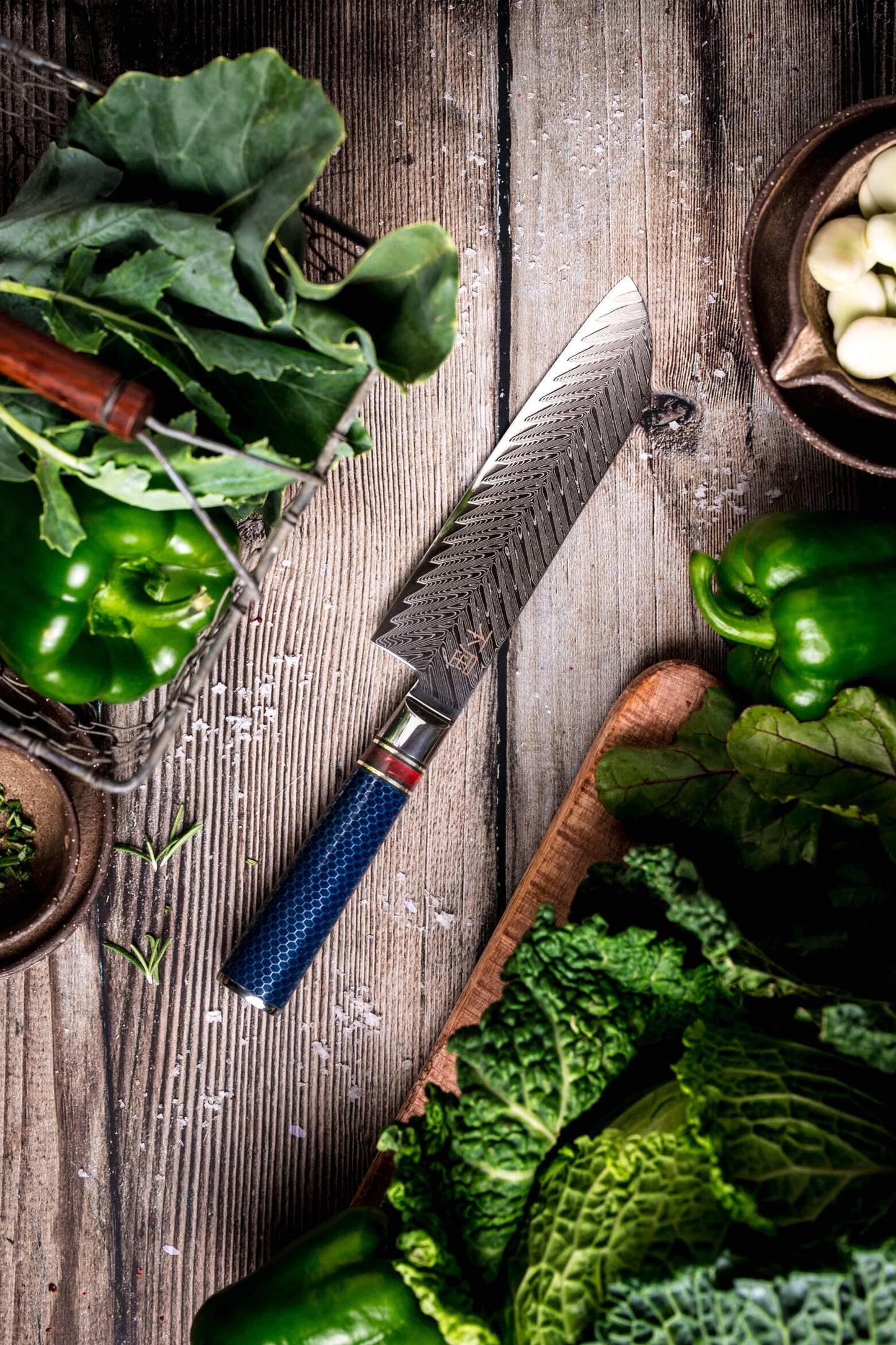 Japońska stal VG-10 Nóż Santoku Fukutsu yezey