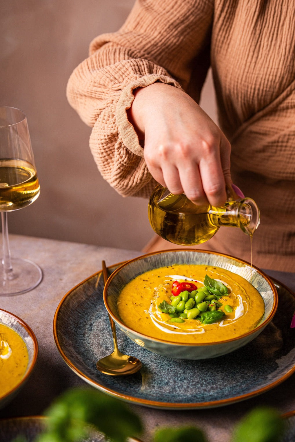 Serwis obiadowy Aokari niebiesko-biały yezey