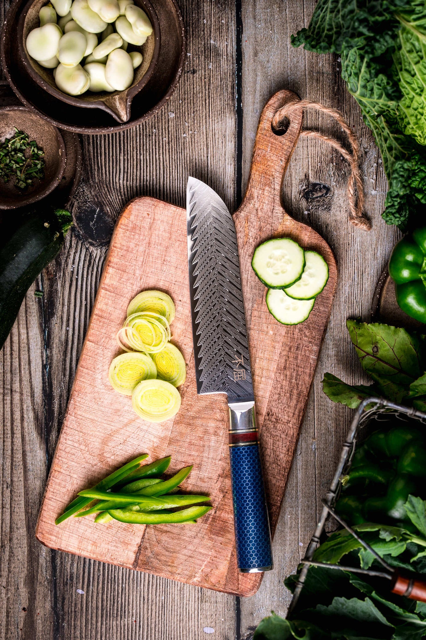 Japońska stal VG-10 Nóż Santoku Fukutsu yezey