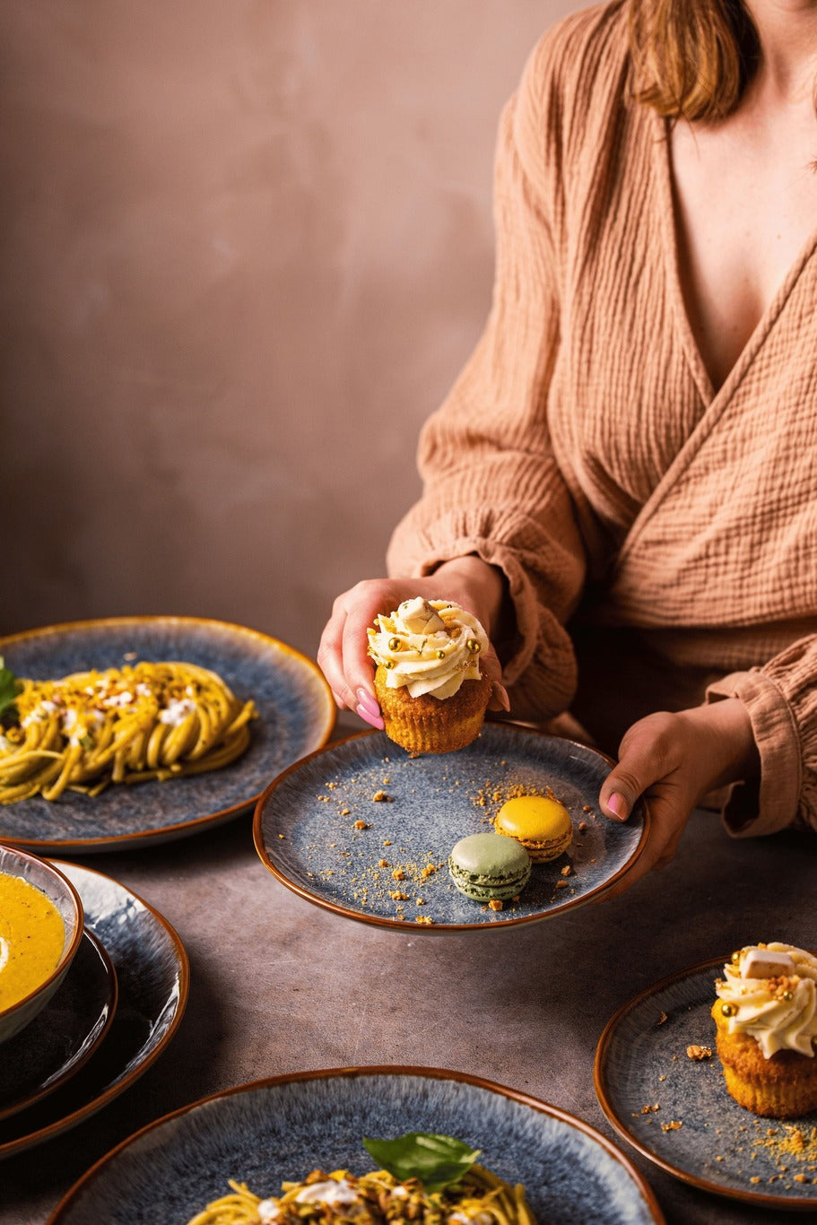 Serwis obiadowy Aokari niebiesko-biały yezey