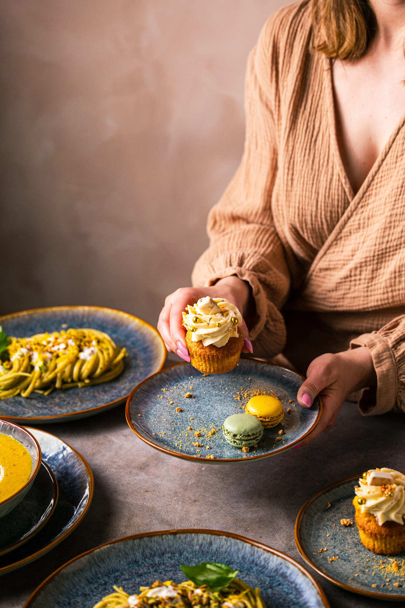 Serwis obiadowy Aokari niebiesko-biały yezey