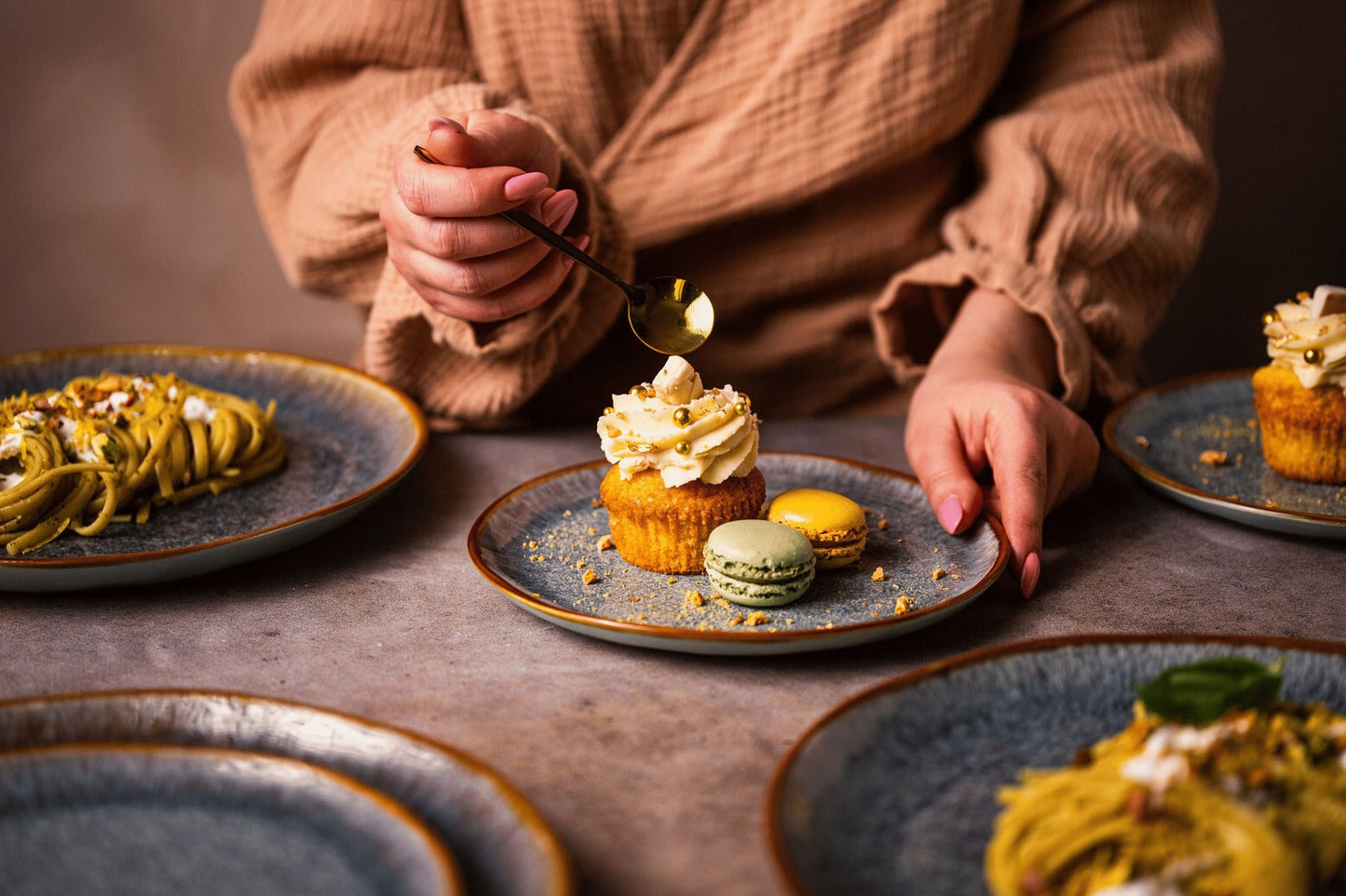 Serwis obiadowy Aokari niebiesko-biały yezey