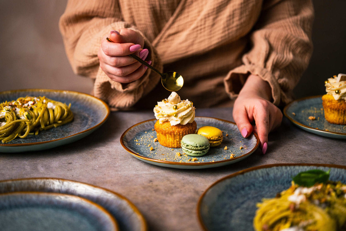 Serwis obiadowy Aokari niebiesko-biały yezey